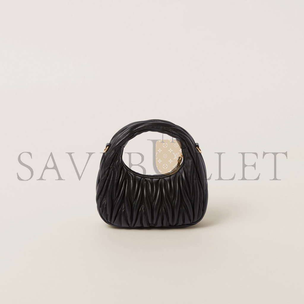 MIU MIU WANDER MATELASSÉ NAPPA LEATHER HOBO MINI-BAG 5BP078 (17.5*14*5.5cm) MIU MIU WANDER MATELASSÉ NAPPA LEATHER HOBO MINI-BAG 5BP078 (17.5*14*5.5cm)